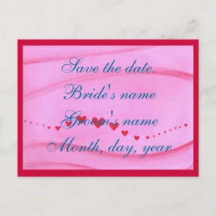 Save the date postcard, wave of red hearts announcement postcard