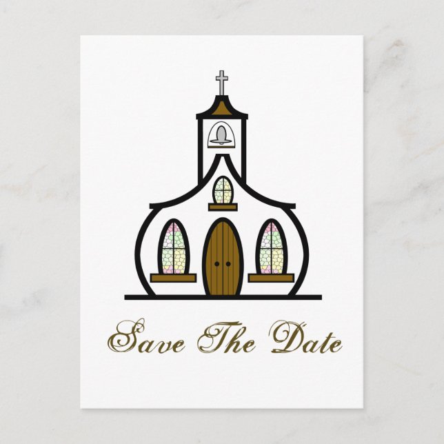 Save the Date Postcard - White Church (Front)