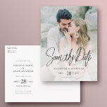 Save the Date Postcard with Photo<br><div class="desc">This simple, stylish modern photo save the date wedding postcard features elegant black text on the front with a chic 'Save the Date' message above your names, date and wedding locale. On the back, you might decide to delete the lines for the addressee's information if you prefer a more minimalist...</div>
