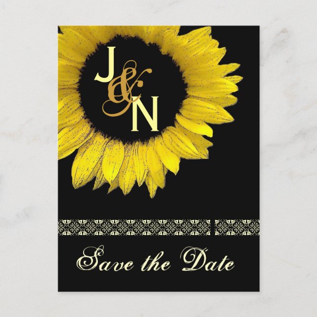 Save the Date Postcard - Yellow Sunflower (Front)