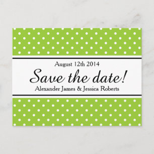 Save the date postcards   apple green polkadots
