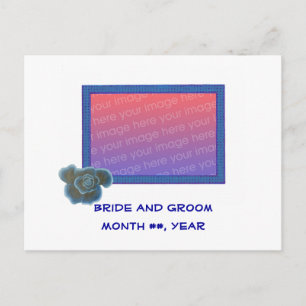 Save the date postcards Blue rose flower Add photo