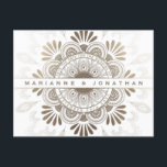 Save the Date Postcards White & Gold Foil Mandala<br><div class="desc">Save the Date Postcards White & Gold Foil Mandala</div>