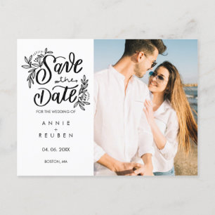 Save the Date Pretty Hand Script Modern Photo Announcement Postcard