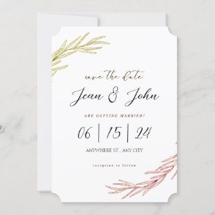 Save The Date Pretty Leaf Wedding  Invitation