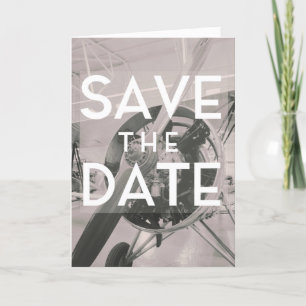 Save the Date Prop plane Note Card