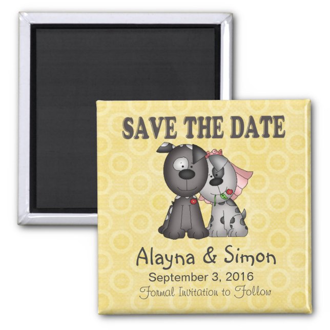 Save the Date Puppies Magnet (Front)