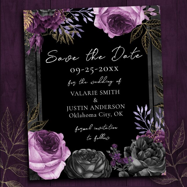 Save the Date Purple Black Gothic Wedding  (Creator Uploaded)
