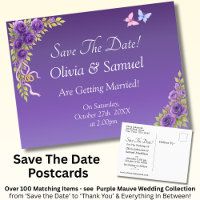 Save The Date - Purple Mauve Flowers & White