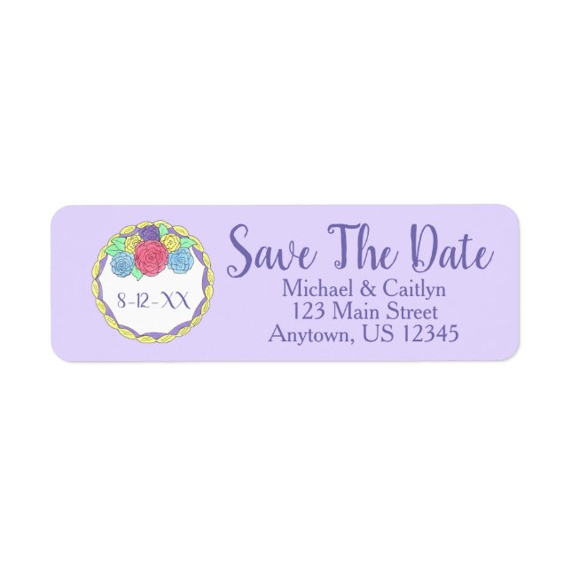 Save The Date Purple Pink Floral Wedding Cake (Front)