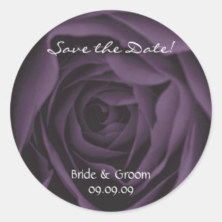 Save the Date Purple Rose Wedding Stickers