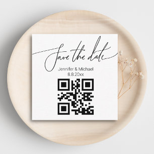 save the date,qr code minimalist wedding trendy enclosure card