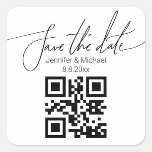 save the date,qr code minimalist  wedding trendy square sticker