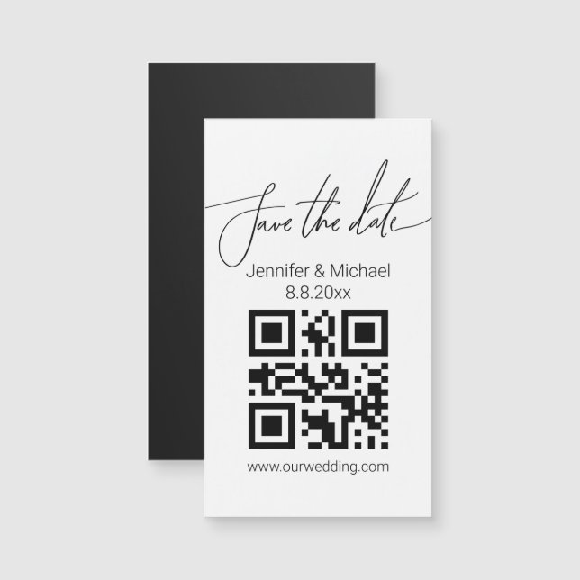 save the date qr code simple wedding magnet (Front/Back)