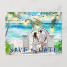 Save The Date QR Code Tropical Beach Announcement