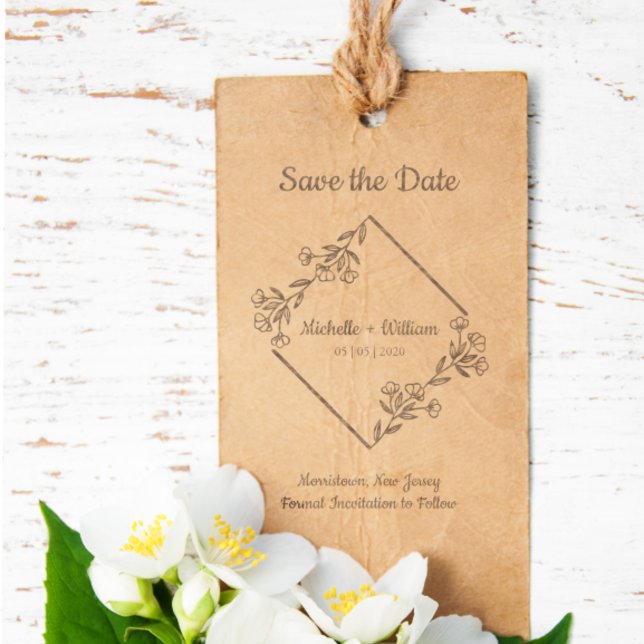 Save the Date Quote Diamond & Wildflowers Wedding Rubber Stamp (Creator Uploaded)