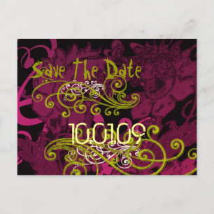 Save the Date- Rasberry Floral Dis... - Customised Announcement Postcard