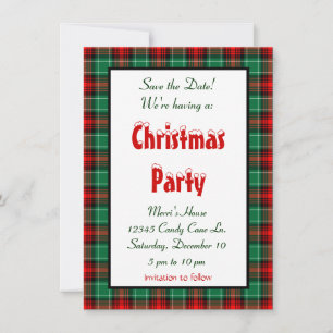 Save the Date Red Green Plaid Editable Announcement