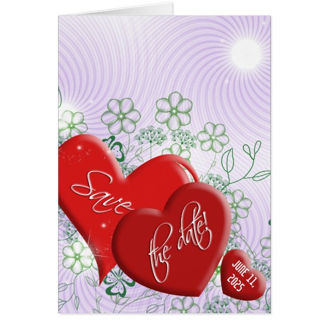 Save the Date red hearts (Front)