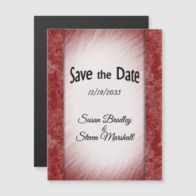 Save the Date Red Marble Columns Magnetic Invitation (Front/Back)