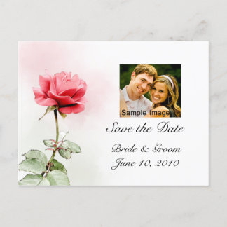 Save the Date - Red Rose Photo Postcard