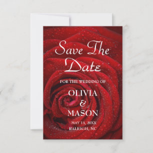 Save the Date - Red Rose Textured