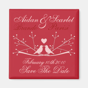 SAVE THE DATE RED WEDDING Magnet Customise