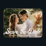 save the date retro script wedding photo stylish magnet<br><div class="desc">save the date retro script wedding photo stylish Magnet 
you can change the font color , style and size.</div>