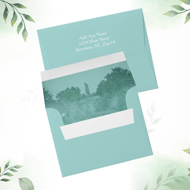 Save The Date Return Address Elegant Teal Green Envelope (Creator Uploaded)