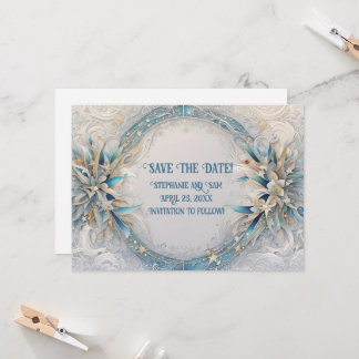 Save the Date Romantic Art Deco Inspired Wreath Invitation