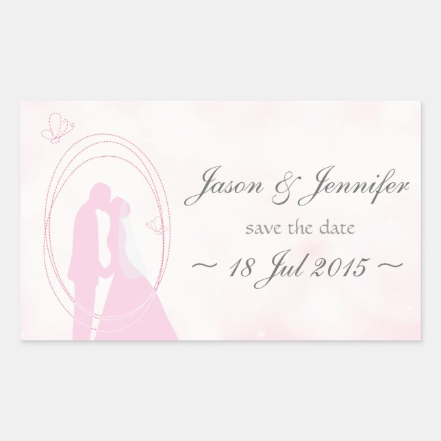 "Save the Date" Romantic Dreamy Wedding Couple Rectangular Sticker (Front)