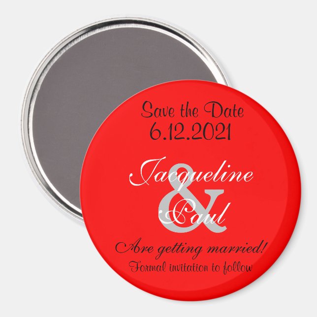 Save the Date Romantic Red Magnets (Front/Back)