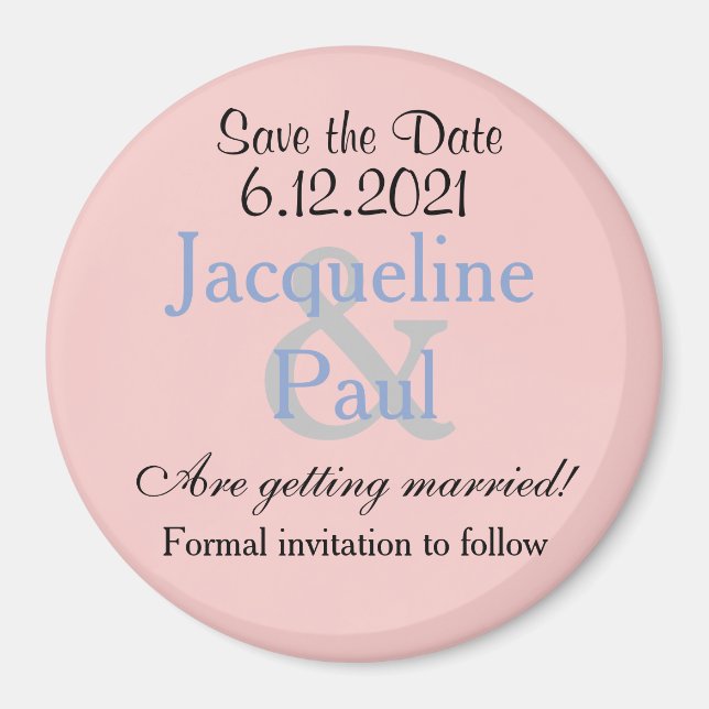 Save the Date Rose Blue Pastels Magnet (Front)