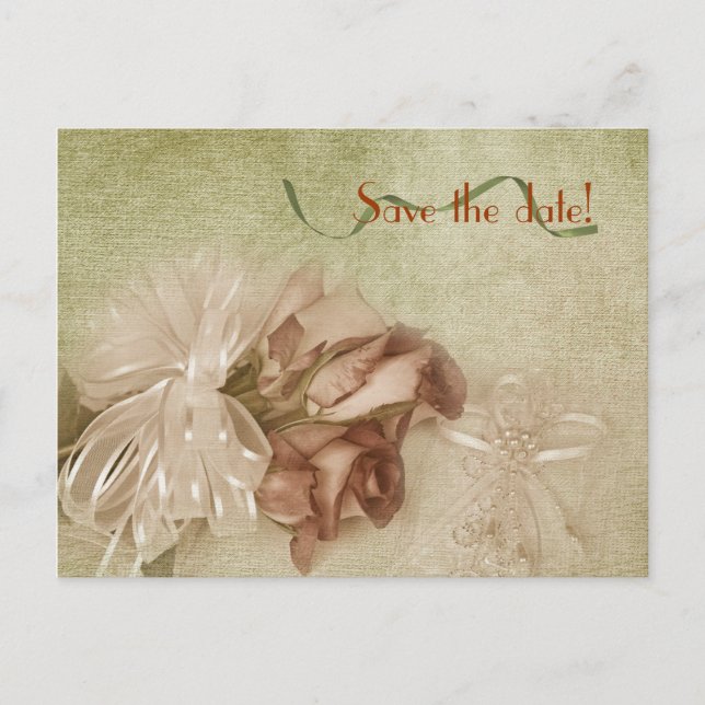 Save the Date rose bouquet Announcement Postcard (Front)