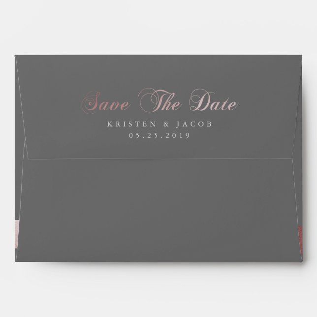 Save the Date Rose Gold  | Personalised Envelope (Back (Top Flap))