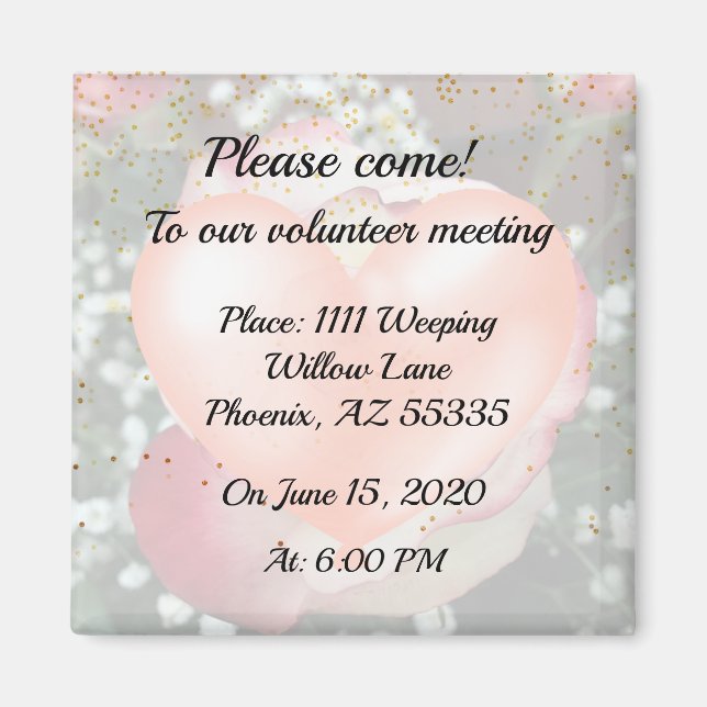 Save the Date Rose Magnet (Front)