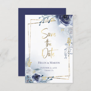 Save the Date   roses and faux gold frame Invitation