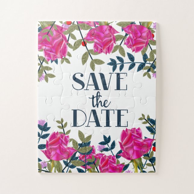 Save The Date Roses and Petals. Jigsaw Puzzle (Vertical)