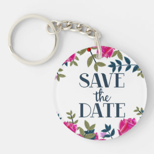 Save The Date Roses and Petals. Key Ring