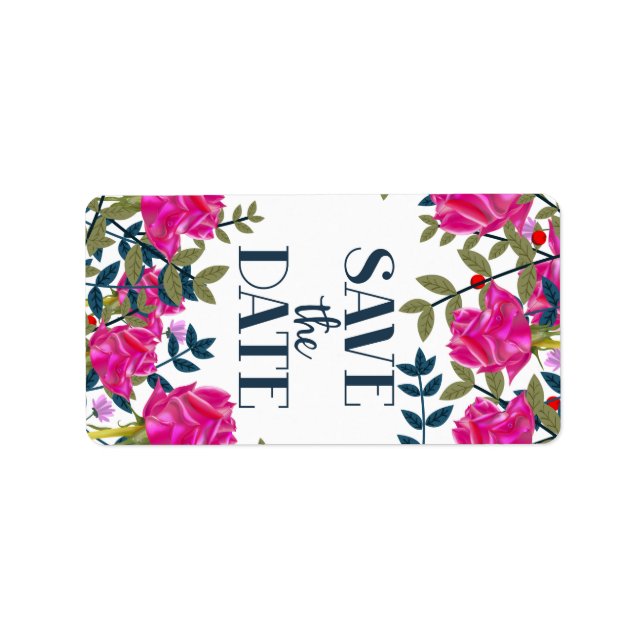 Save The Date Roses and Petals. Label (Front)