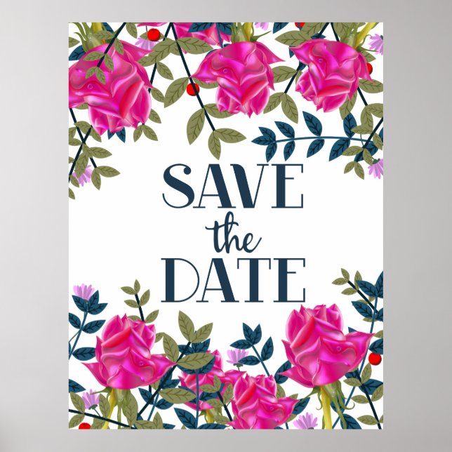 Save The Date Roses and Petals. Poster (Front)