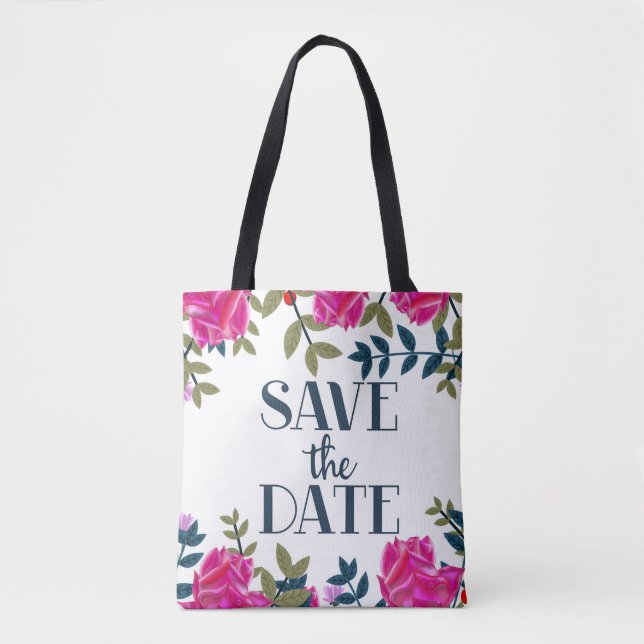 Save The Date Roses and Petals. Tote Bag (Front)