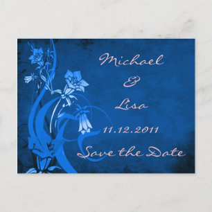 Save the Date Royal Blue Floral Design Announcement Postcard