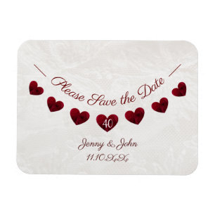Save the date ruby 40th wedding anniversary magnet