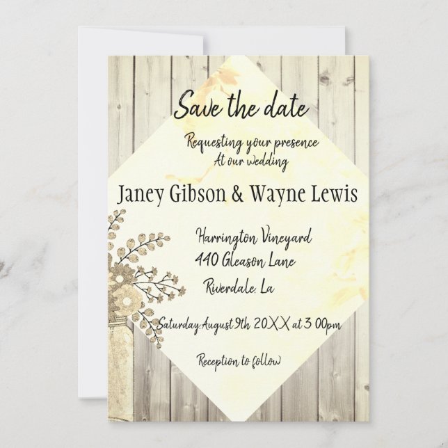 Save The Date Rustic Floral Wedding (Front)