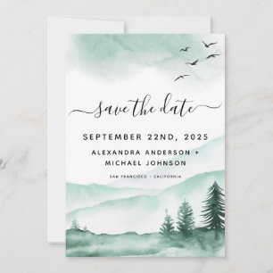 Save the Date Rustic Forest Watercolor Modern
