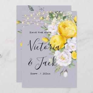 save the date Rustic lights Yellow Floral   Invitation