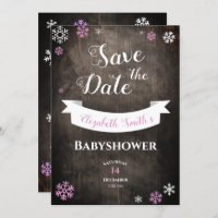 Save the date rustic snowflake babyshower