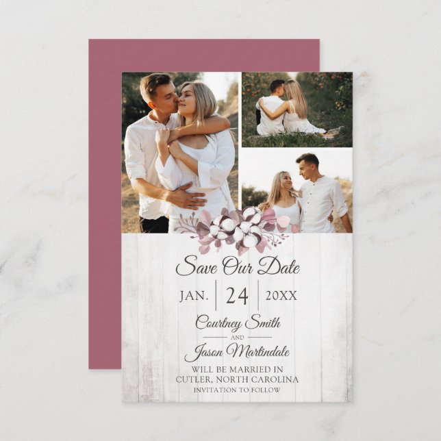 Save The Date Rustic Southern Cotton Wedding Card (Front/Back)