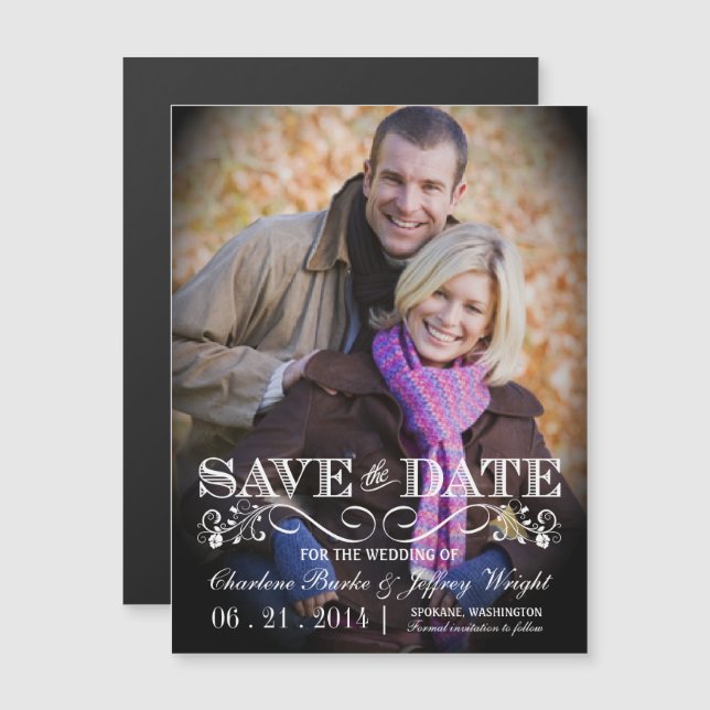 Save the Date Rustic Wedding Magnetic Photo Invite (Front/Back)